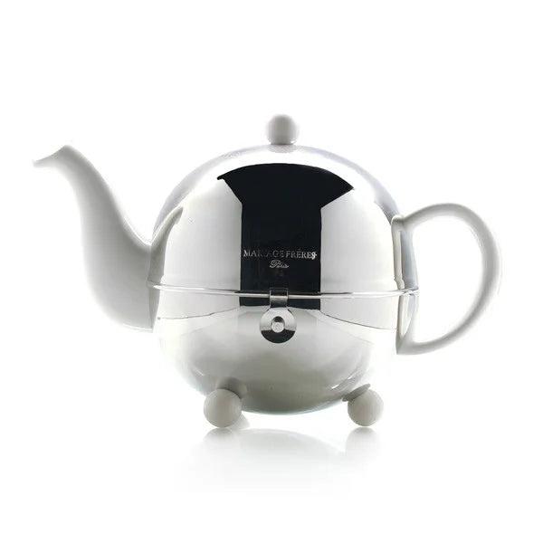 Medium Art Deco 1930 Teapot - Isotherm Stoneware/White Enamel - Serves 5 Cups
