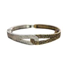 TAT2 - Gold Rockove Crystal & Hammered Loop Bangle