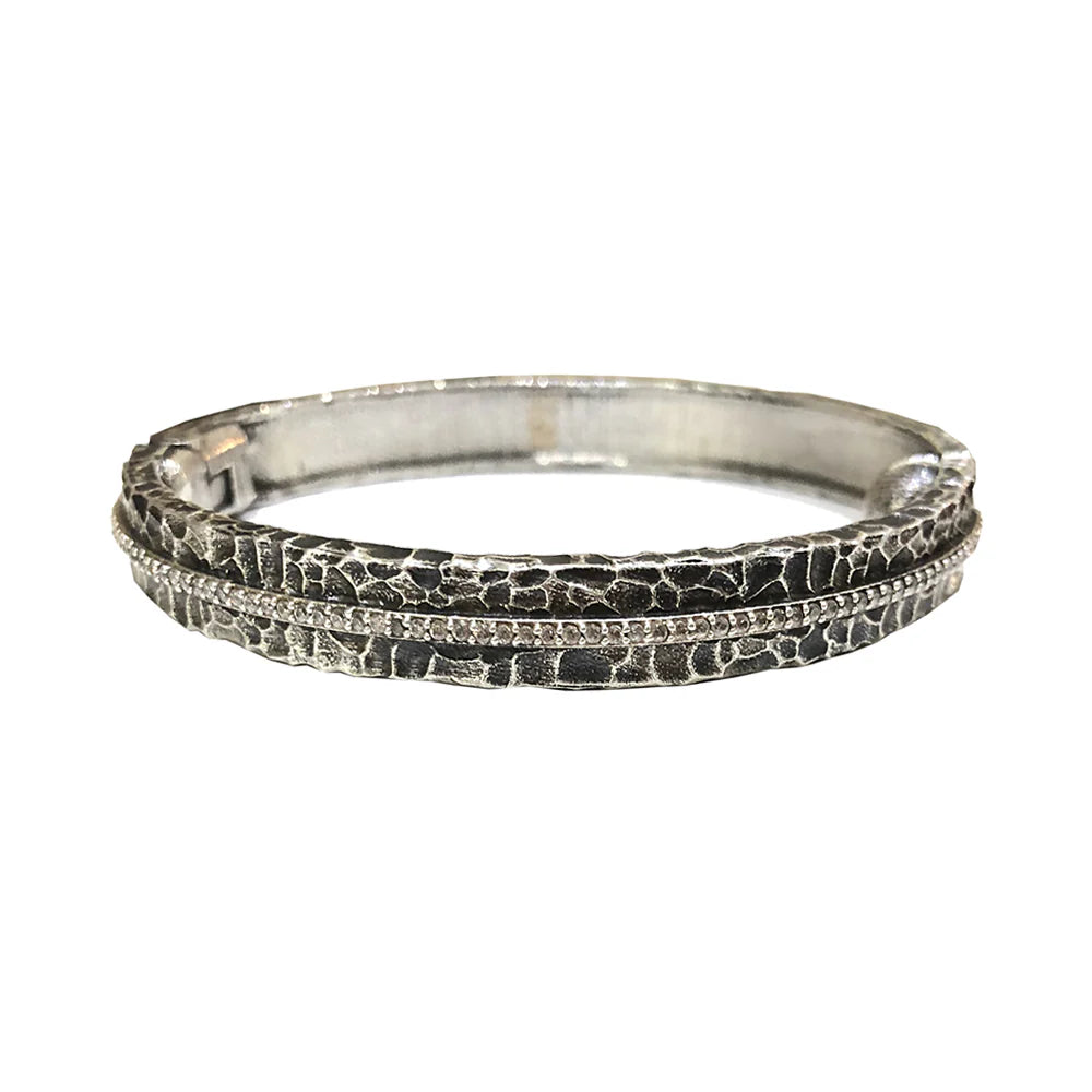 TAT2 - Vintage Silver Egy Crystal Bangle