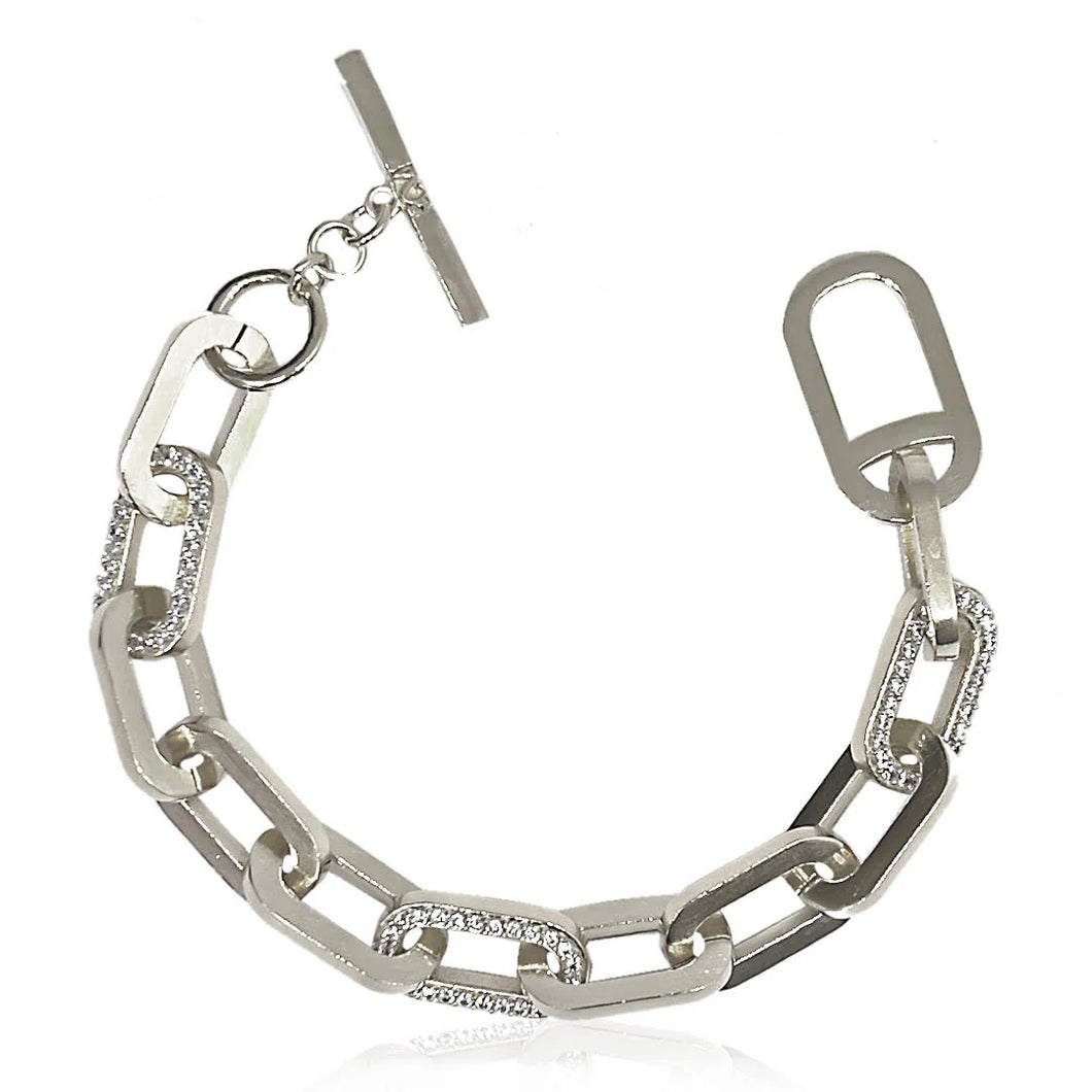 TAT2 - Silver Pave Rico Chain Bracelet