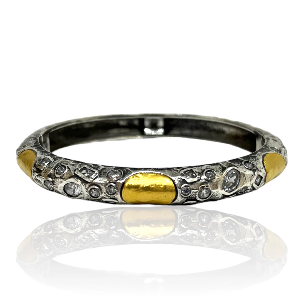 TAT2 - Vintage Silver Hammered Cela Coin Bangle