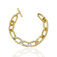 Load image into Gallery viewer, TAT2 - Gold Two-Tone Eli Hammered Chain Bracelet
