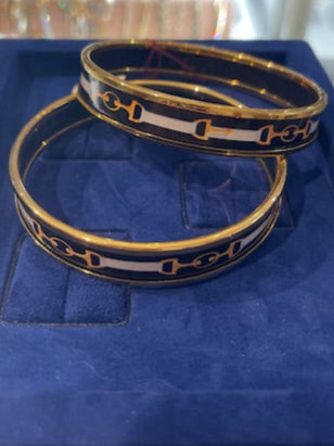 Halcyon Days Jewelry - Black and Gold Horse-link Bangle