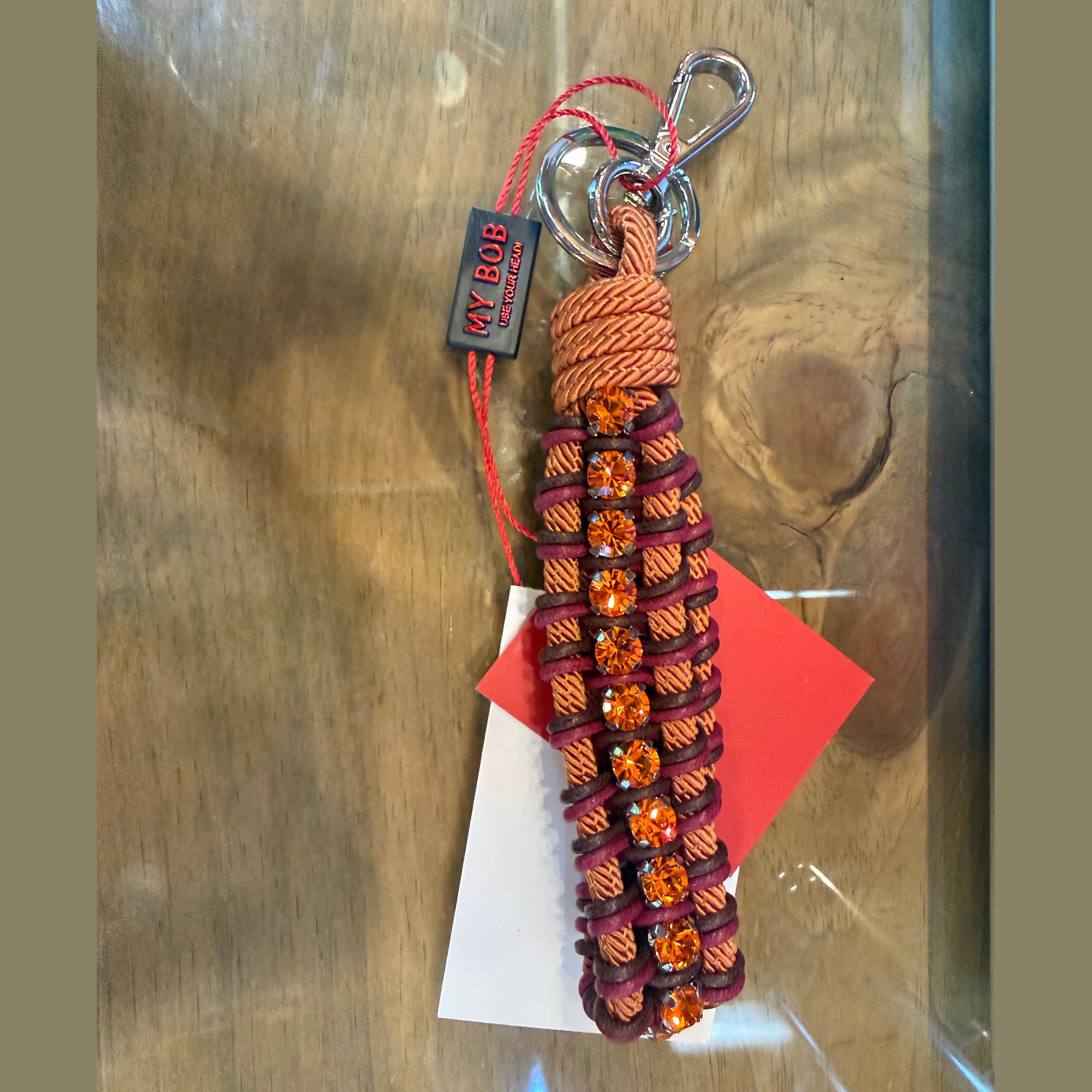 RHINESTONES Key Ring Pinks & Brown mix w/stones