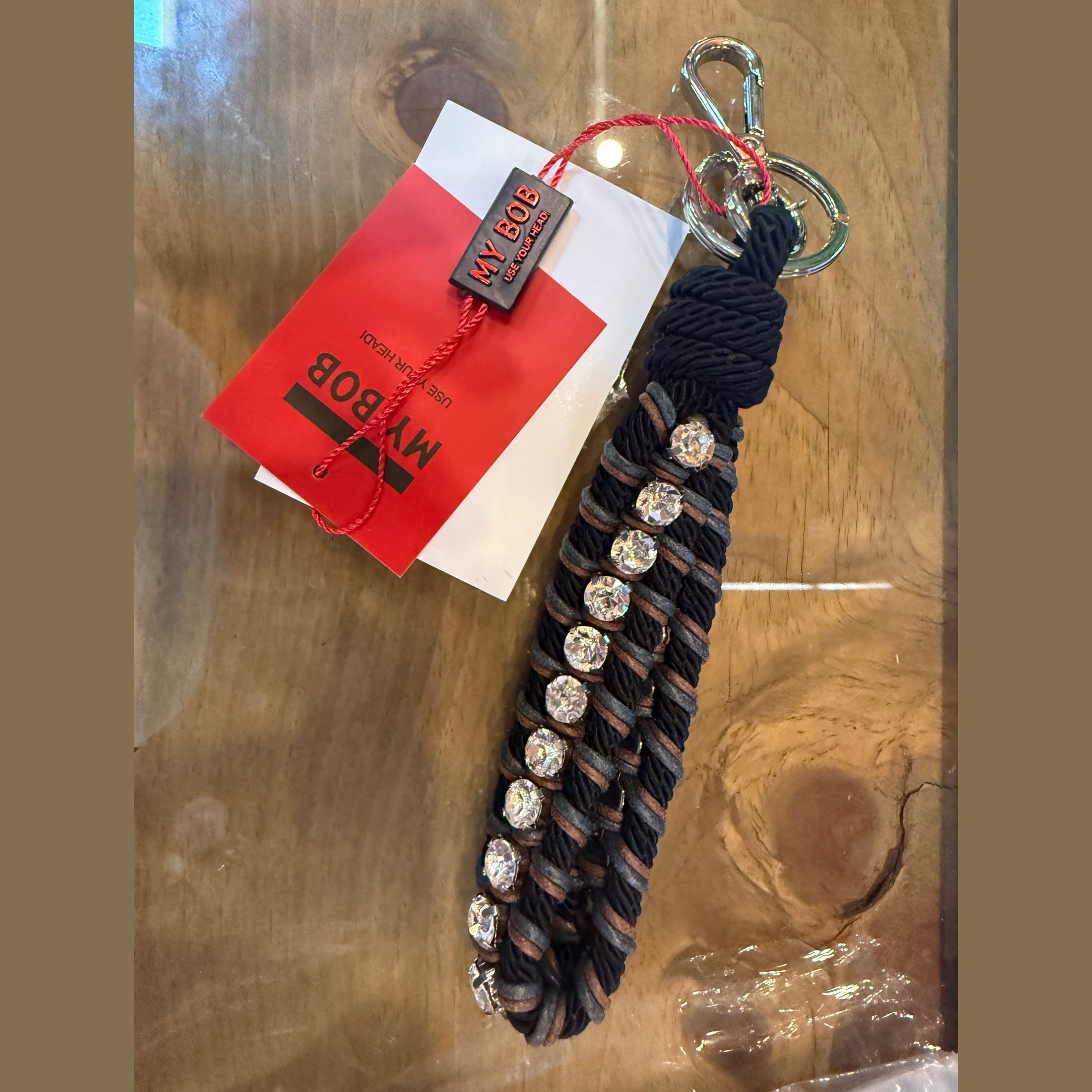 RHINESTONES Key Ring Black mix w/Stones