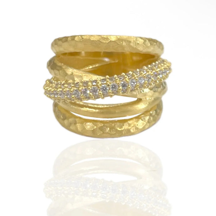 TAT 2 Design - Gold Almora Layered Band Ring