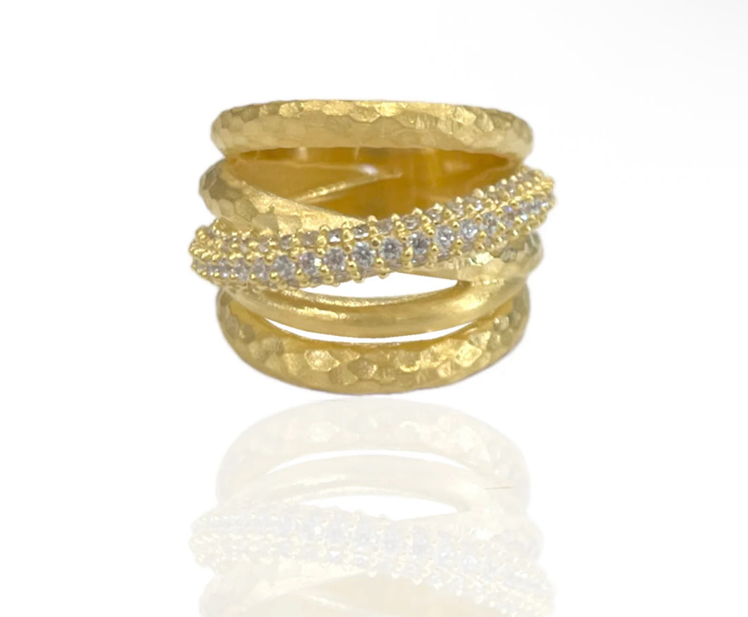 TAT 2 Design Gold Almora Layered Band Ring