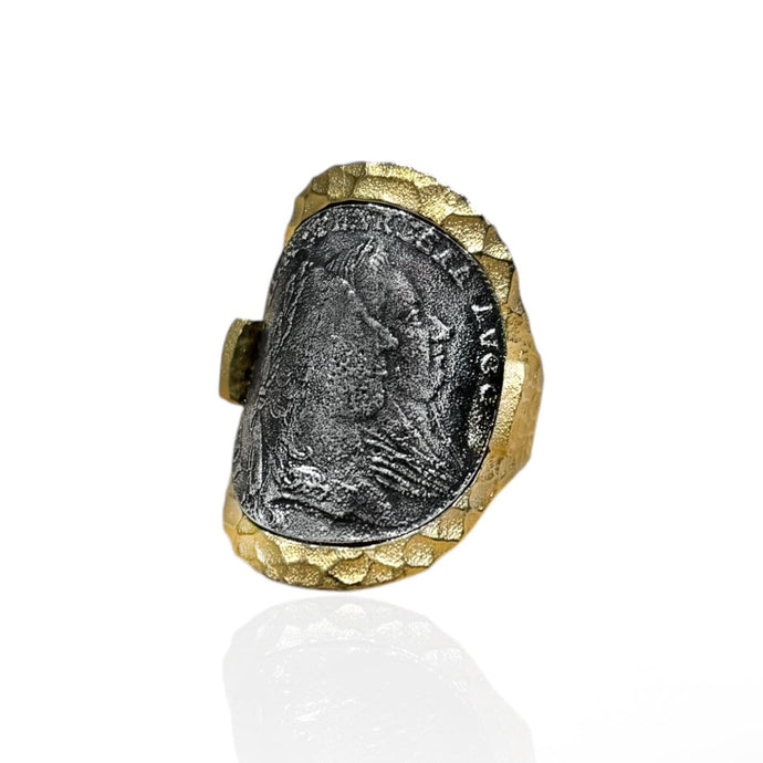TAT 2 Design - Gold Maria Teresa Curved Coin Ring