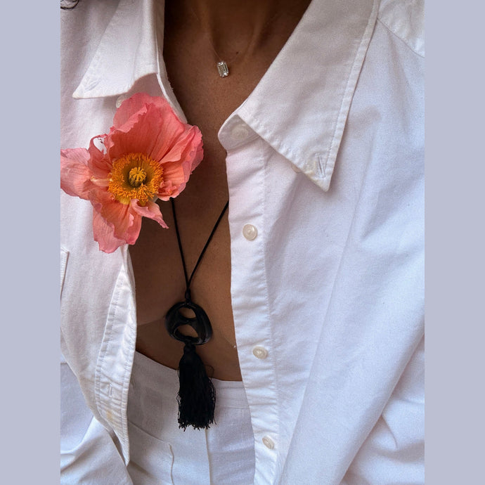 The Invisibles - Black Agate Pendant (Double Hole)