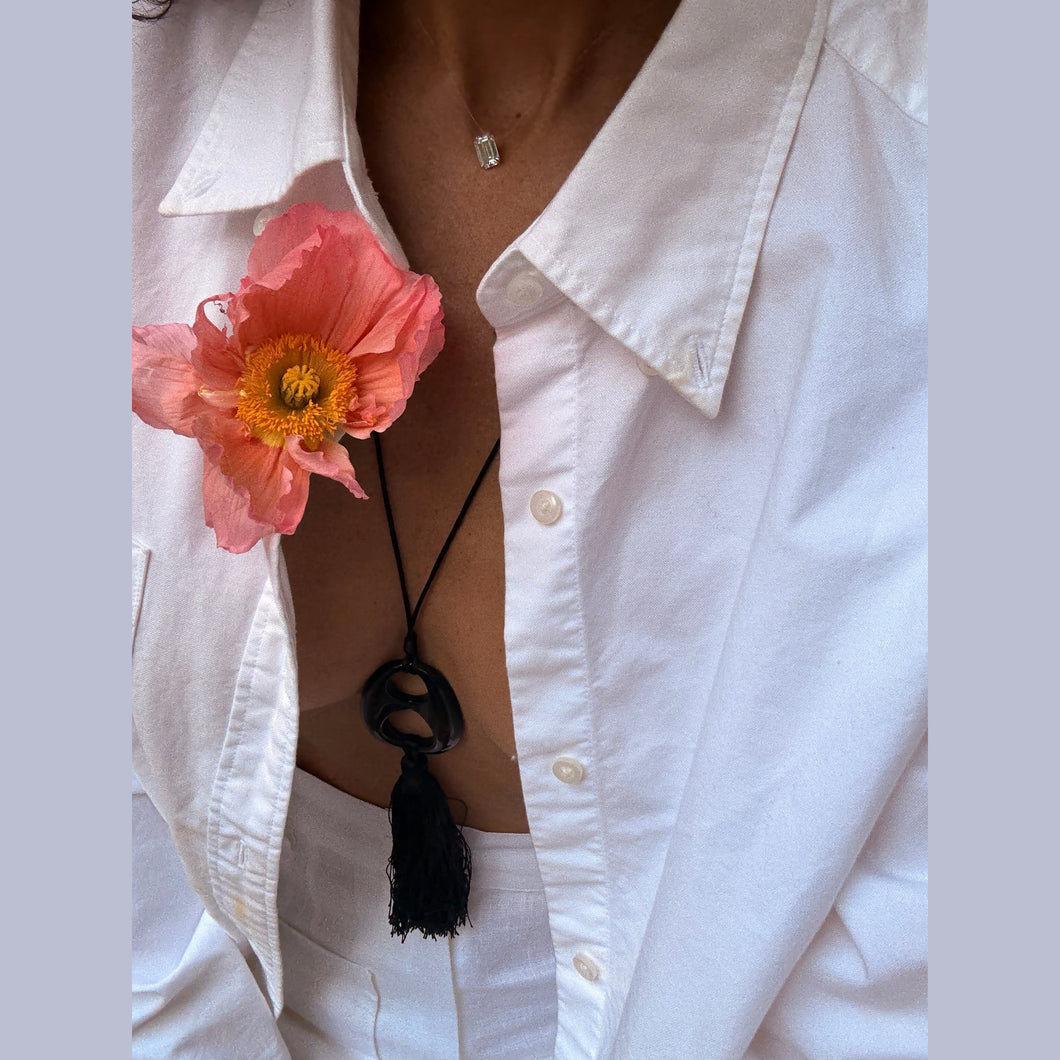 The Invisibles - Black Agate Pendant (Double Hole)