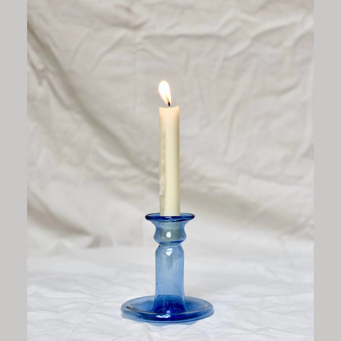 Light Blue Glass Candle Holder