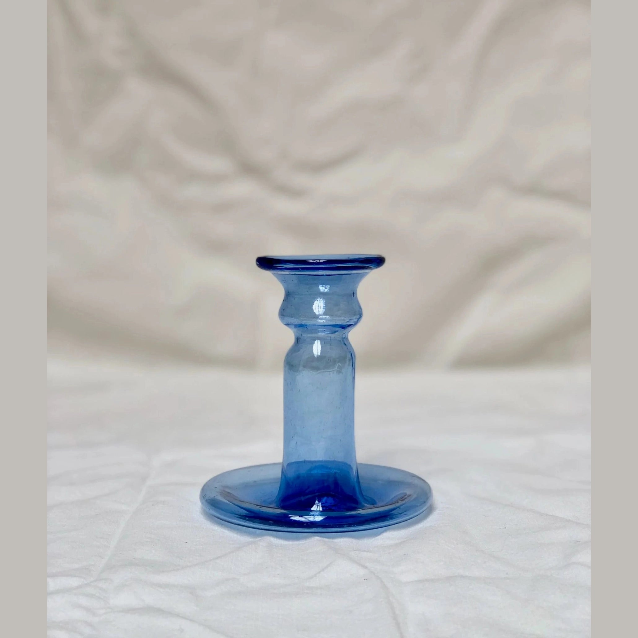 Light Blue Glass Candle Holder