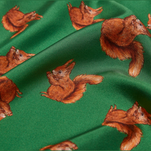 Load image into Gallery viewer, Halcyon Days Silk Mini Scarf - Woodland Wildlife (Squirrel)
