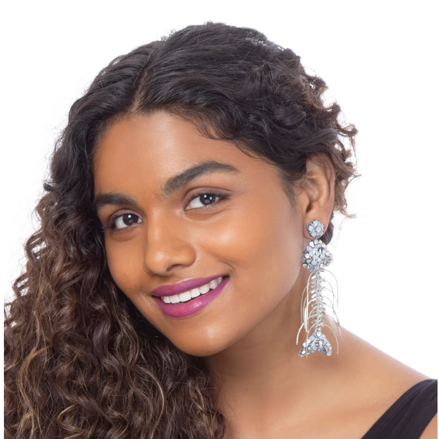 Deepa Gurnani - Fish Bone Earrings (Blue)