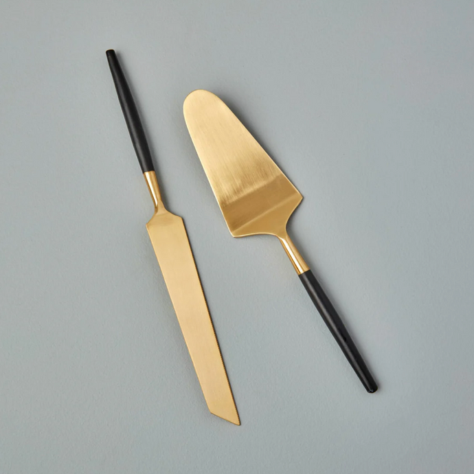 Be Home - Black and Gold Cake Lift & Knife Set