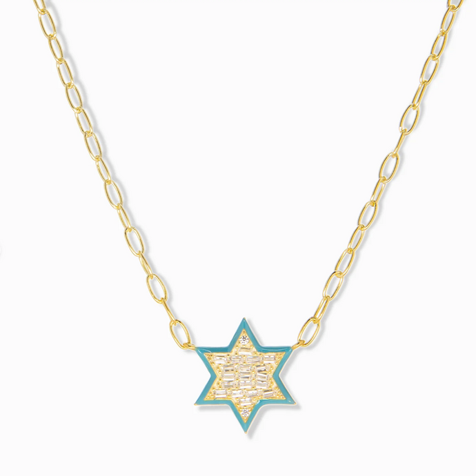 Pave Baguette Star Necklace
