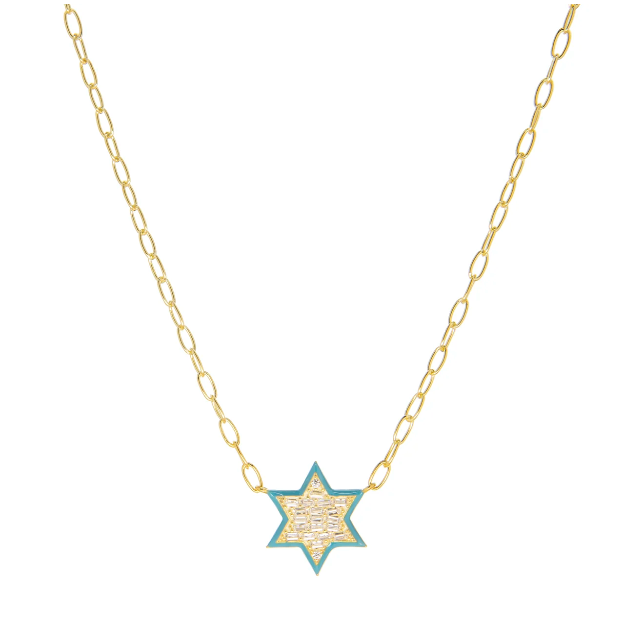 Pave Baguette Star Necklace
