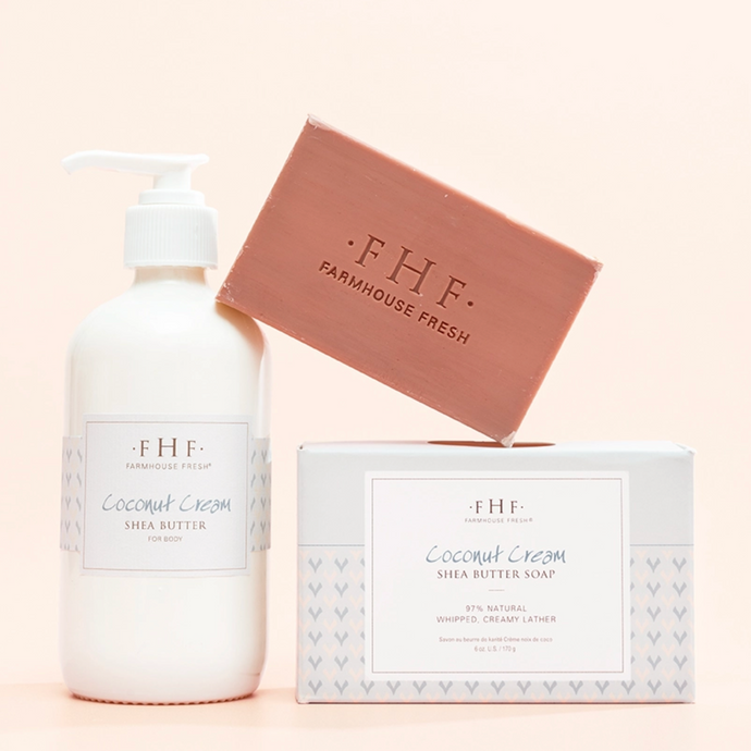 Coconut Cream 2 PC Harvest Basket - Shea Butter Soap 6 oz. and Hand Cream 2 fl. oz.