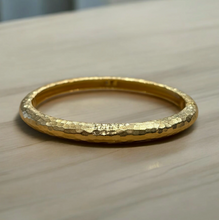 Load image into Gallery viewer, TAT 2 Design - Gold Riva Hammered Bangle
