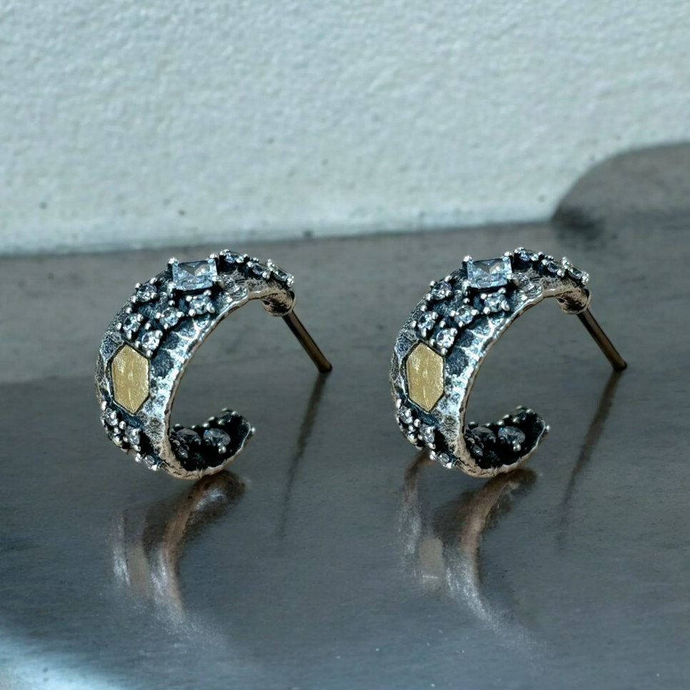 TAT 2 Design - Vintage Silver Mini Cosa Hoops