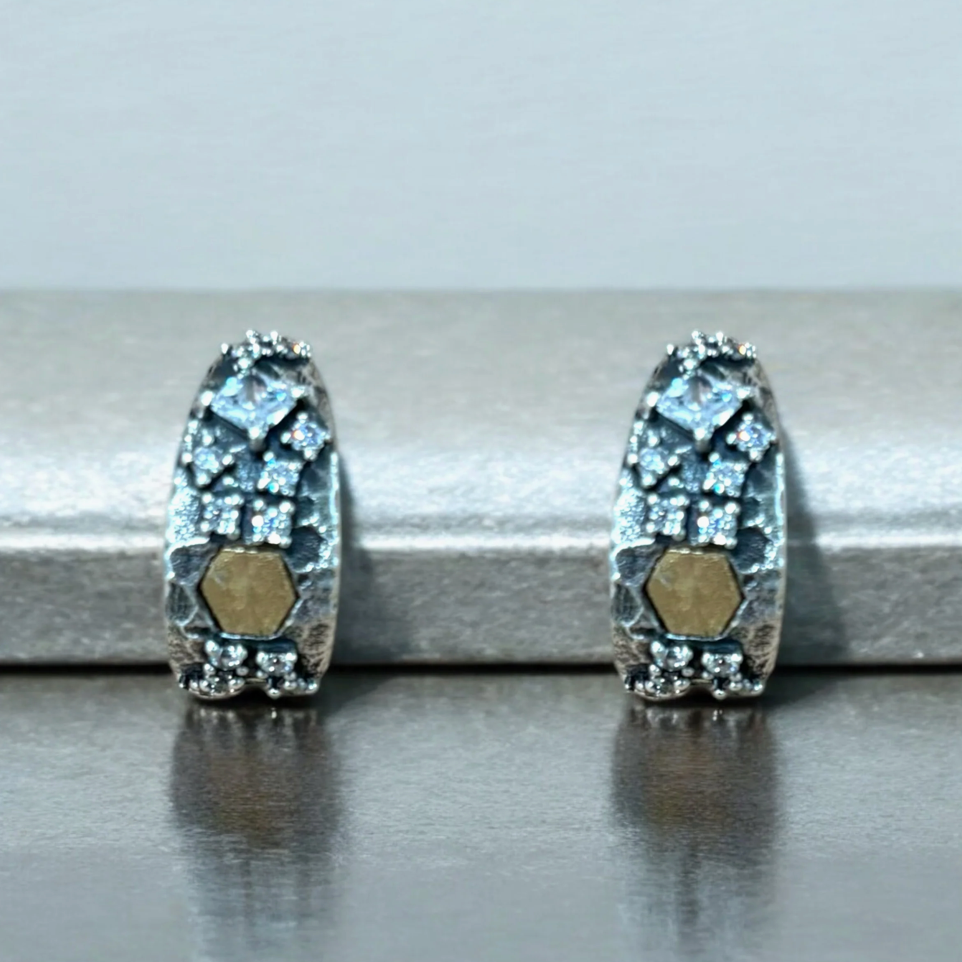 TAT 2 Design - Vintage Silver Mini Cosa Hoops