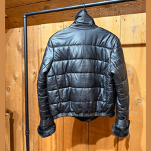 Load image into Gallery viewer, Black Soft Leather + Mink Trim Coat
