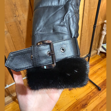Load image into Gallery viewer, Black Soft Leather + Mink Trim Coat
