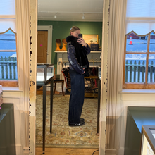 Load image into Gallery viewer, Navy Lamb Shearling + Puffy Fox Coat
