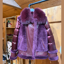 Load image into Gallery viewer, Burgundy Puffy Shearling Coat
