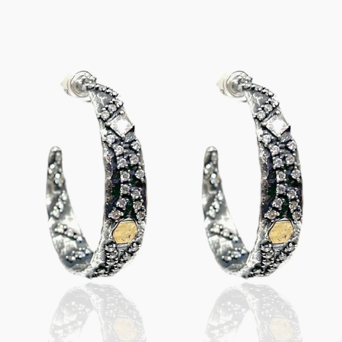 TAT 2 Design - Vintage Silver Cosa Hoops