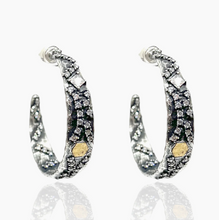 Load image into Gallery viewer, TAT 2 Design - Vintage Silver Cosa Hoops
