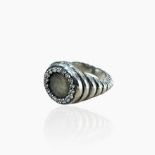 Load image into Gallery viewer, TAT 2 Design - Vintage Silver Scolloped Poppy Labradorite Ring
