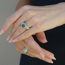 Load image into Gallery viewer, TAT 2 Design - Vintage Silver Scolloped Poppy Labradorite Ring
