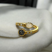 Load image into Gallery viewer, TAT 2 Design - Gold Rainbow Moonstone Ray Ring
