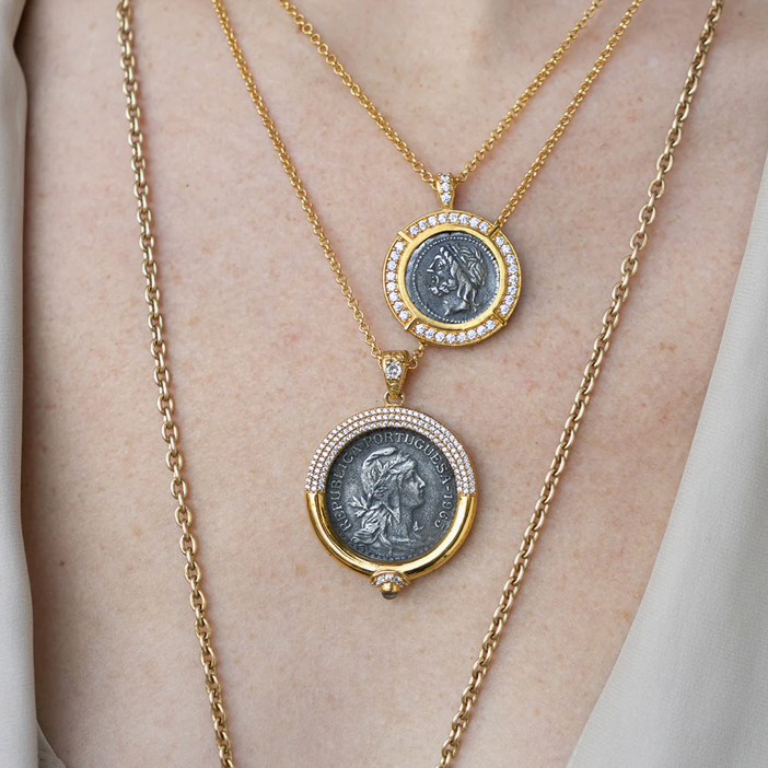 TAT 2 Design - Gold Frame Gold Escudo Necklace