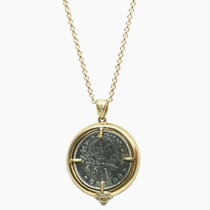 TAT 2 Design - Gold Frame Gold Escudo Necklace