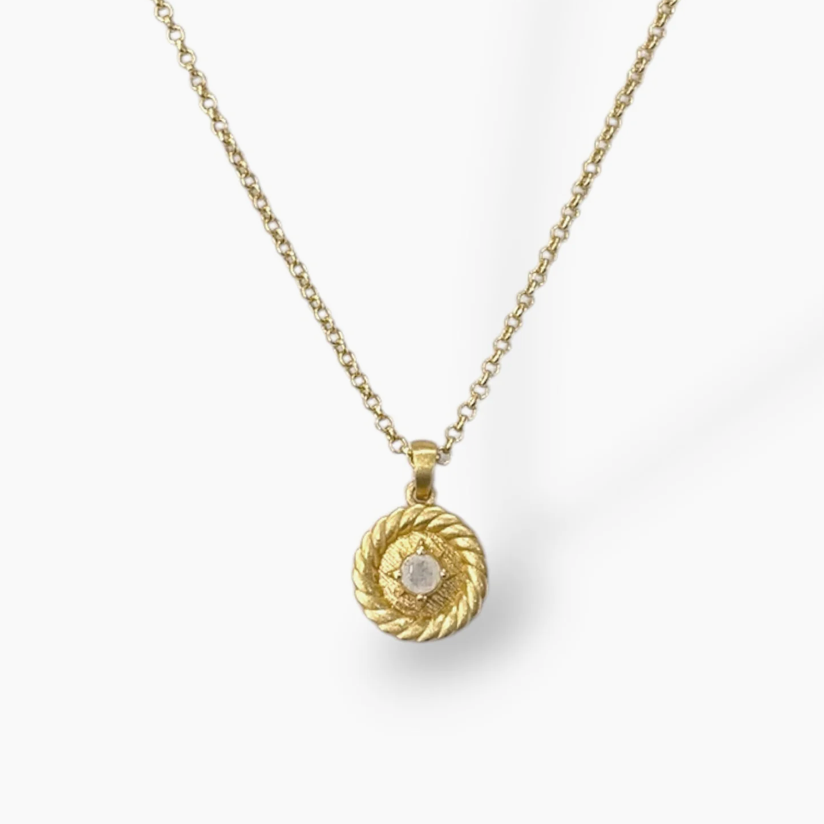 Gold Rainbow Moonstone Leni Necklace