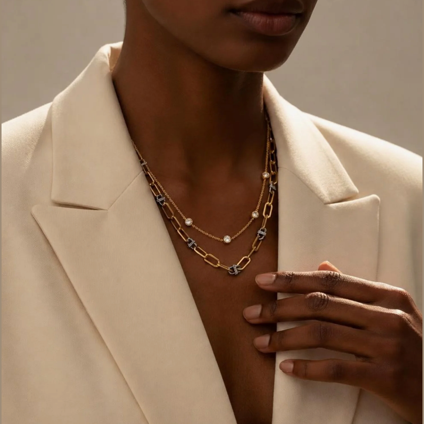Gold Two-Tone Solene Necklace