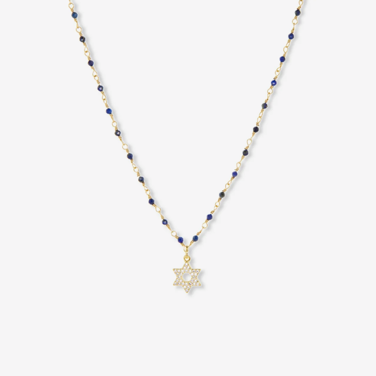 Labradorite-Natural Stone Necklace with Star of David Charm
