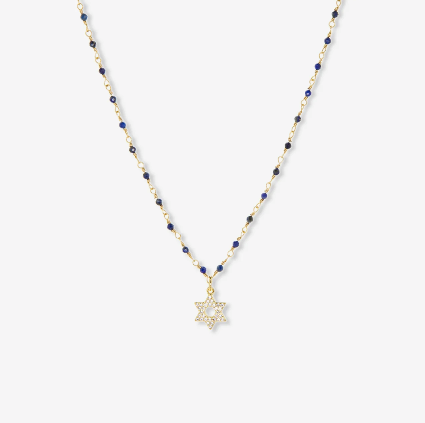 Labradorite-Natural Stone Necklace with Star of David Charm