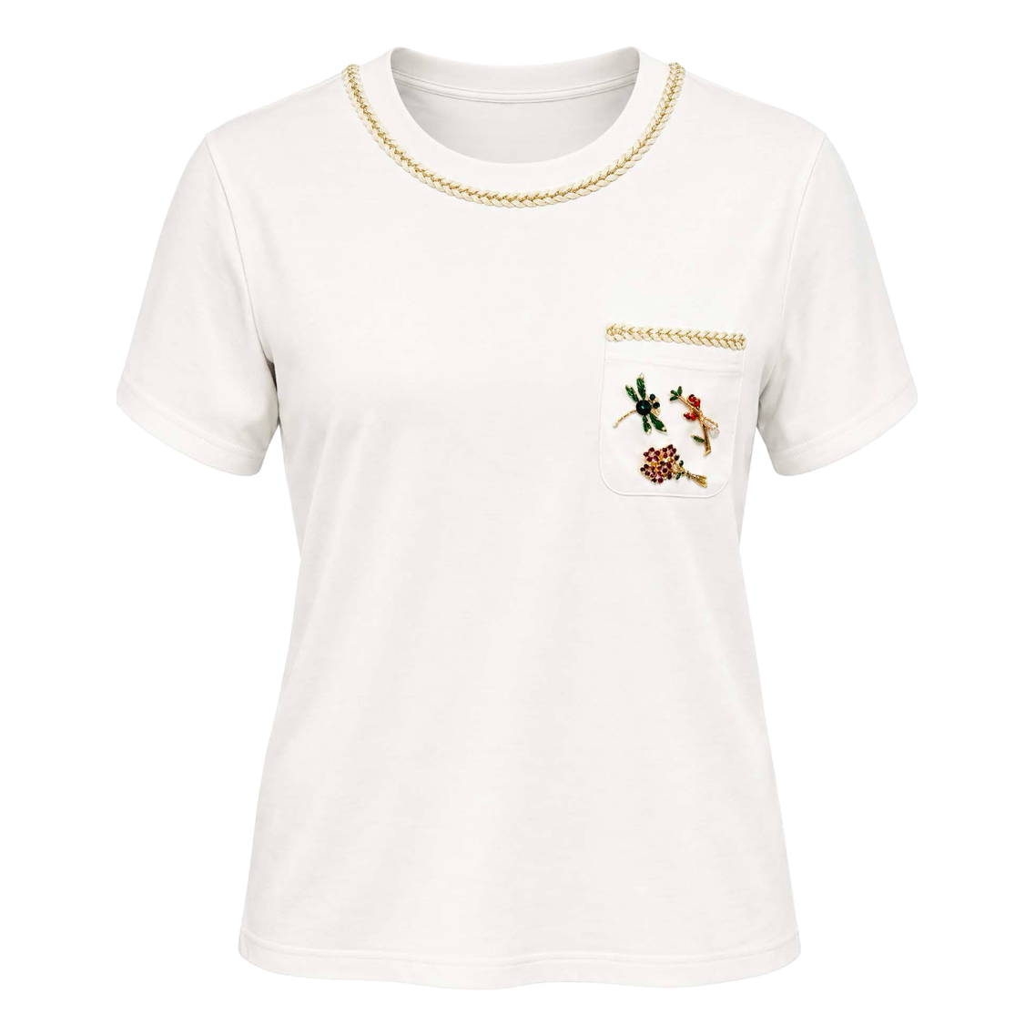 Tee Shirt with Brooches