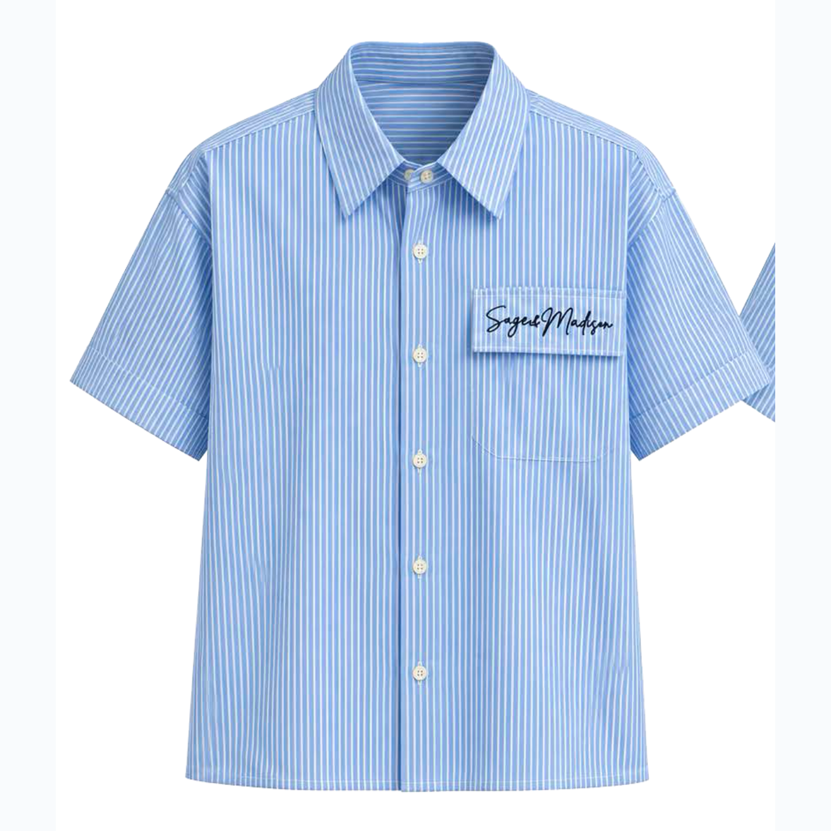 Men's Pin Striped Button Down Shirt in Blue