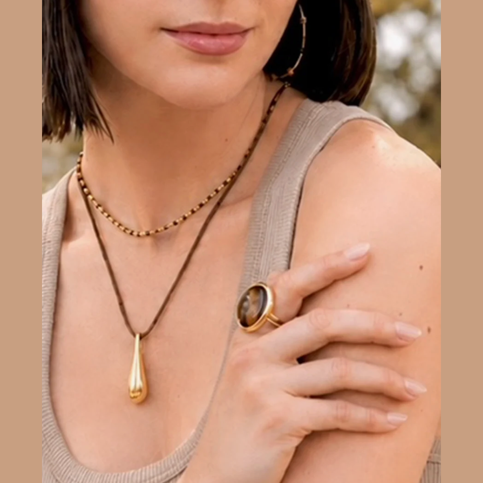 Tiger Eye Adjustable Ring
