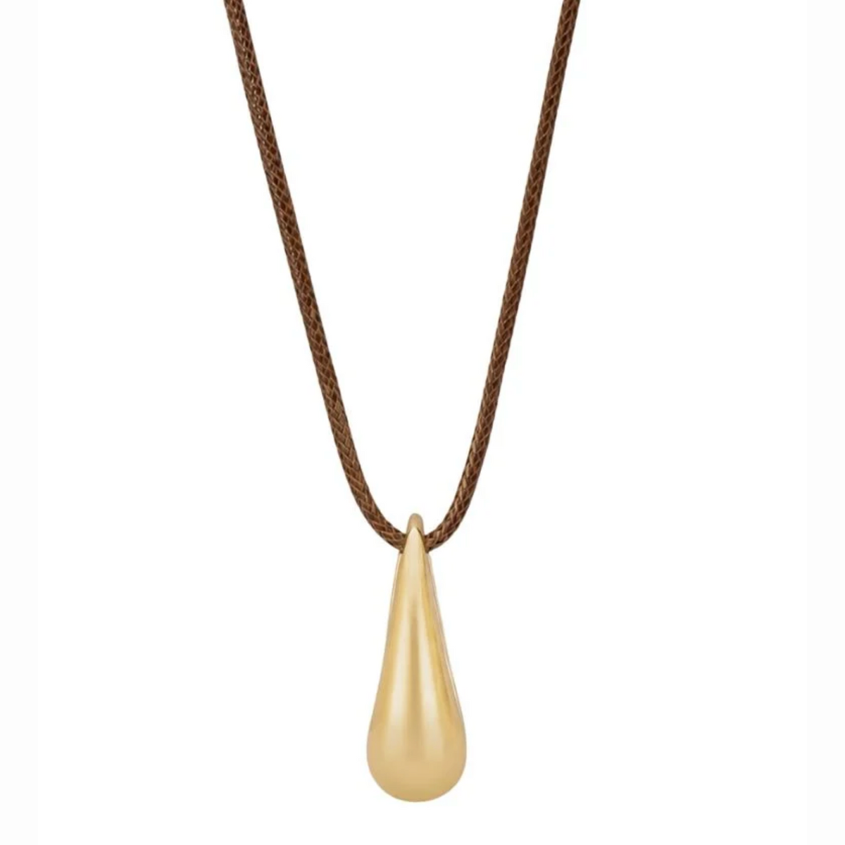 Brown Teardrop Pendant Cord Necklace
