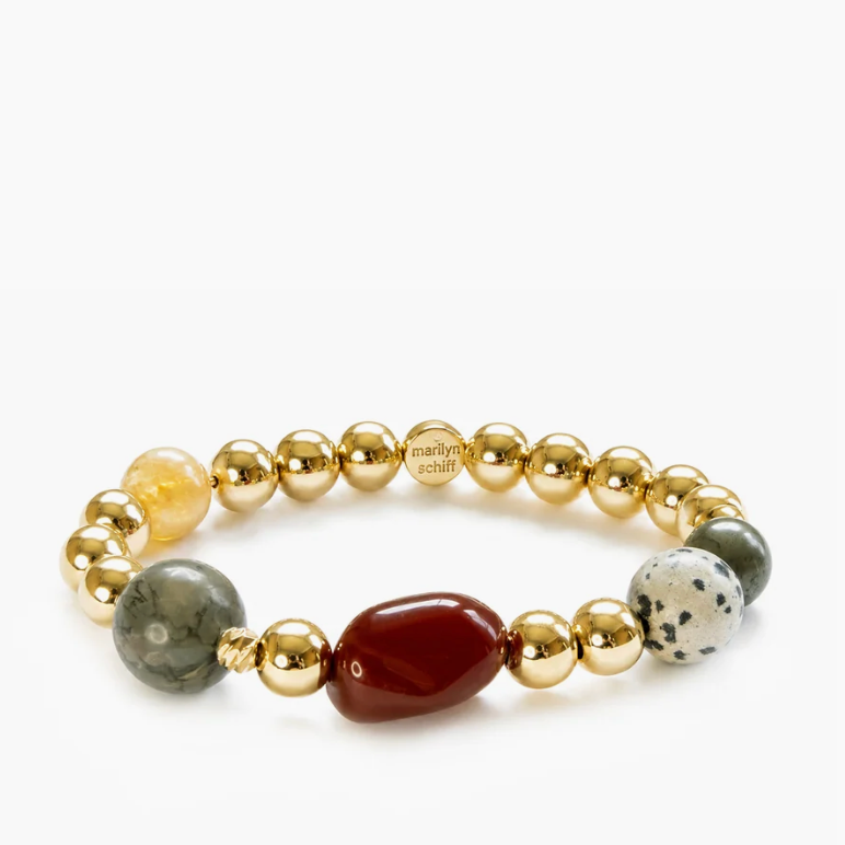 Rustic Gemstone Beaded Stretch Bracelet