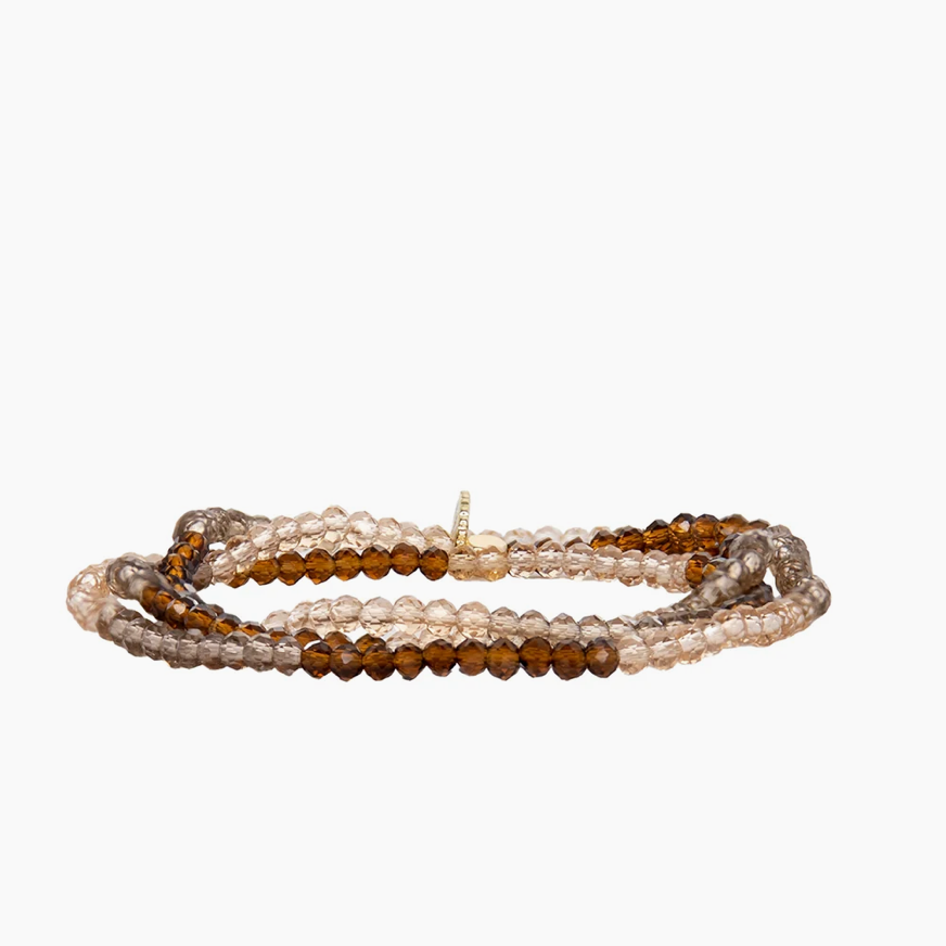 Mini Stretch Crystal Beaded Bracelet (Chocolate Multi)