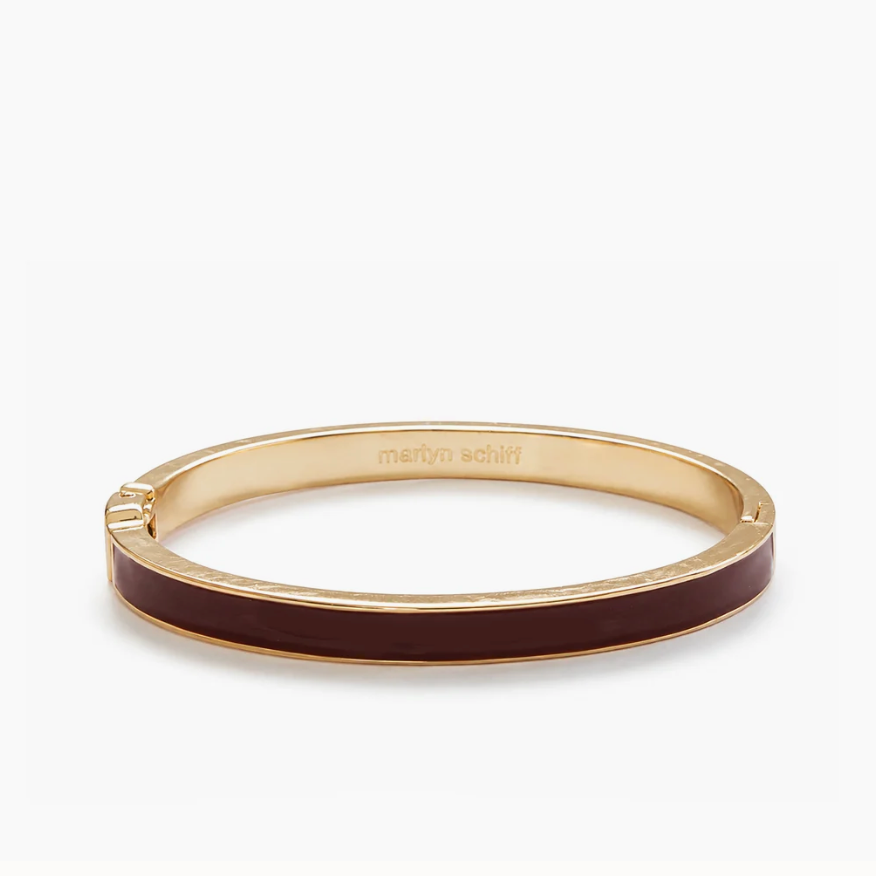 Chocolate Metal Hinge Bangle With Enamel