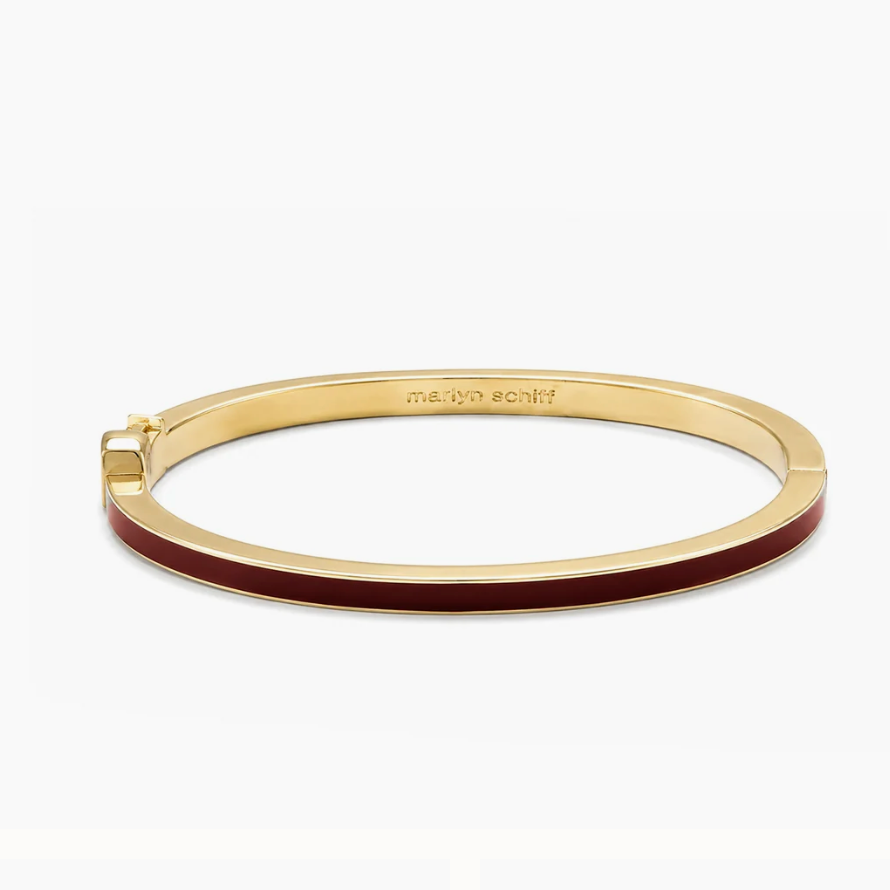 Chocolate Thin Metal Hinge Bangle With Enamel