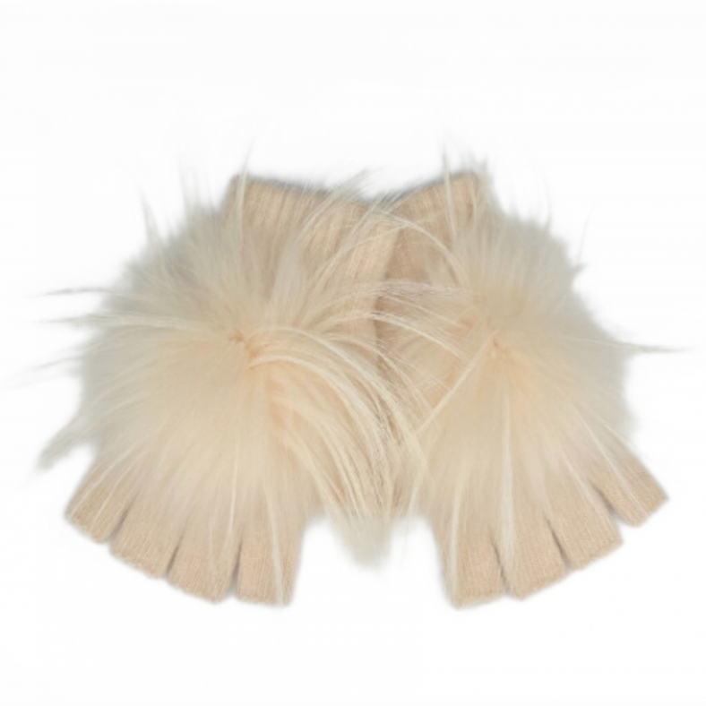 Linda Richards - Angora Fingerless with Pom Hand Warmers