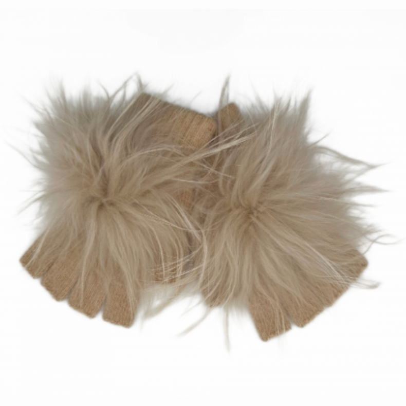 Linda Richards - Angora Fingerless with Pom Hand Warmers